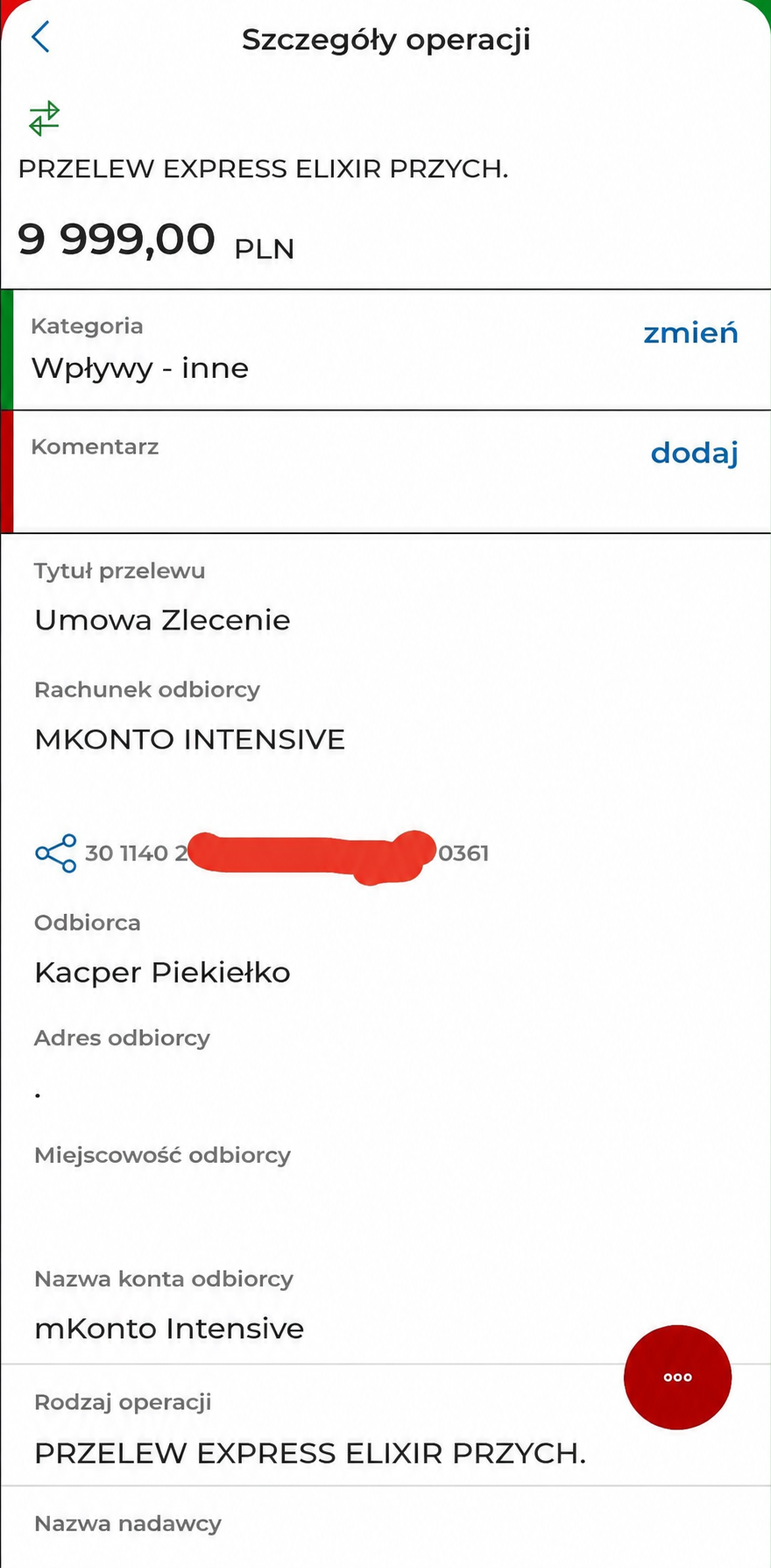 Potwierdzenie przelewu przedstawione w ofercie