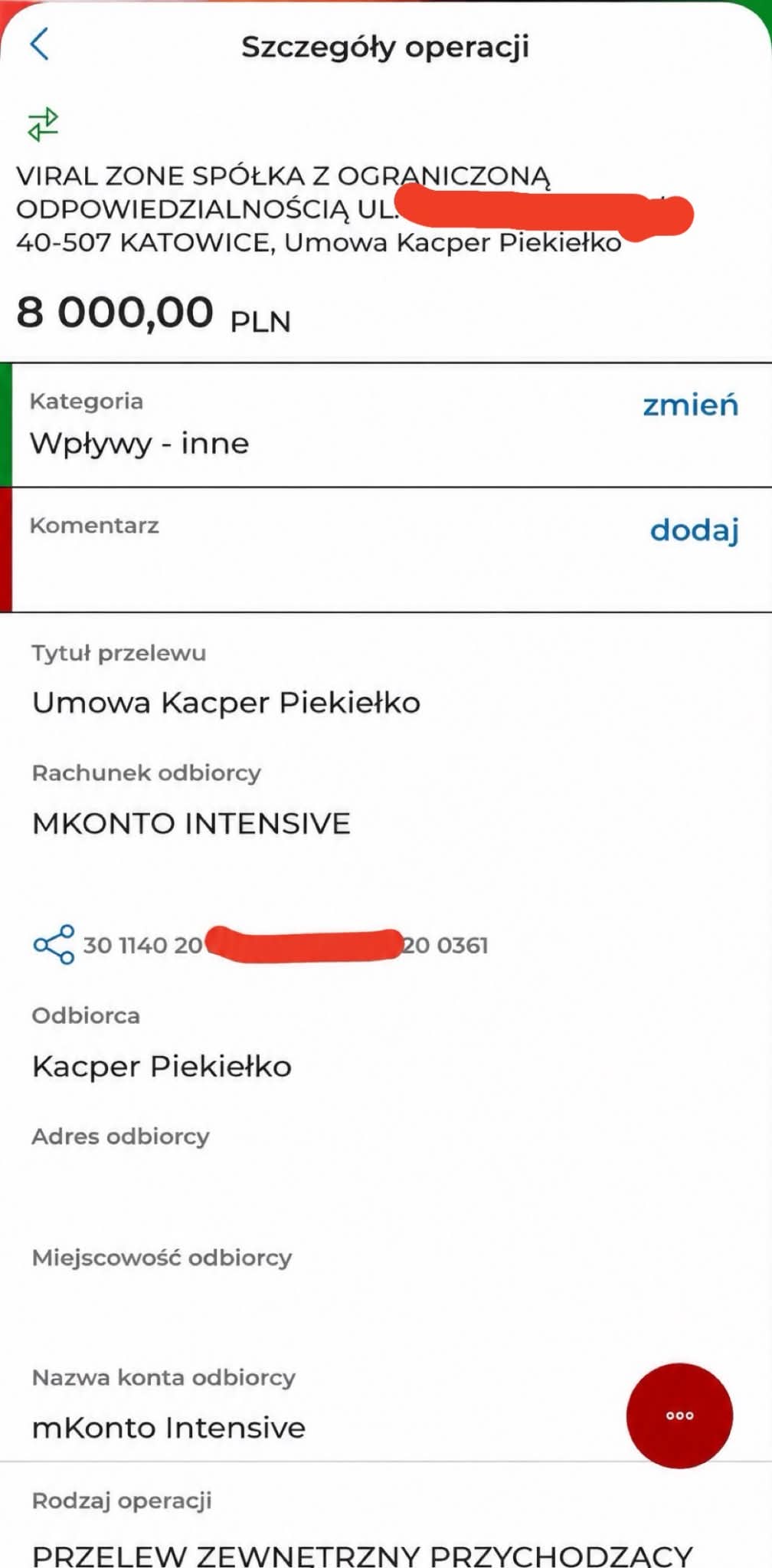 Potwierdzenie przelewu przedstawione w ofercie